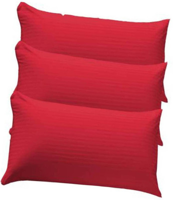 GKM Polyester Fibre Stripes Sleeping Pillow Pack of 5(Red)