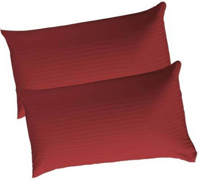 Swikon star Fiber Soft Pillow Microfibre Stripes Sleeping Pillow Pack of 2(Red)