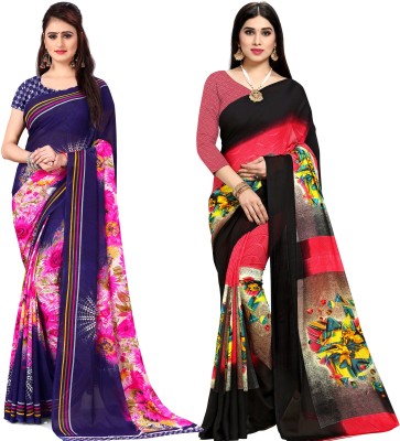 kashvi sarees Printed Daily Wear Georgette Saree(Pack of 2, Multicolor)