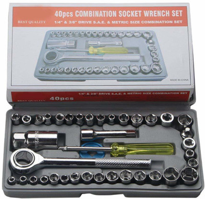 PUHBRHY 40 in 1 Screw Driver Set PCS Automobile Motorcycle Tool Box Set Socket Wrench Sleeve Suit Hardware Auto Car Repair Tools Socket Wrenches Screw Driver Set Hand Tool Kit Socket Set (Pack of 40) Socket Set(Pack of 1)
