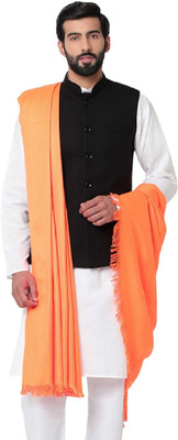 Feathers Polyester Wool Blend Solid Men, Women Shawl(Orange)