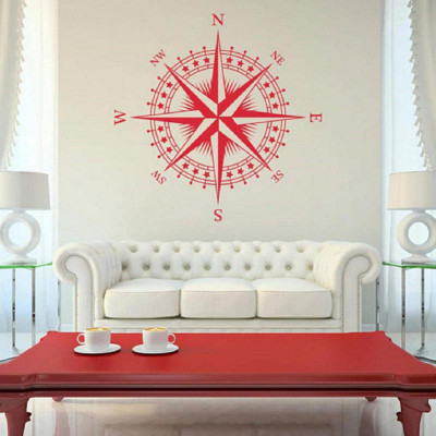 LYOMAN 59 cm NauticalCompass_red Self Adhesive Sticker(Pack of 1)