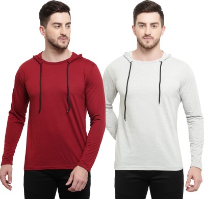 Adorbs Solid Men Hooded Neck Multicolor T-Shirt