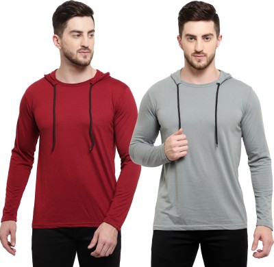 Adorbs Solid Men Hooded Neck Multicolor T-Shirt