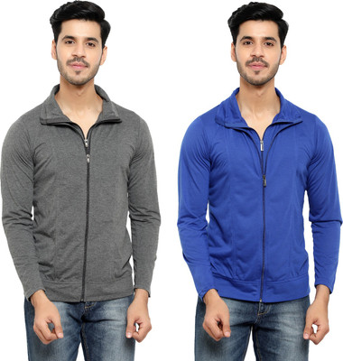 Unite Wear Solid Men Polo Neck Blue, Grey T-Shirt