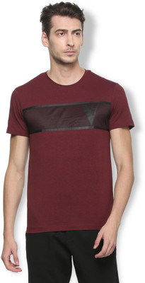 VAN HEUSEN Solid Men Round Neck Maroon T-Shirt