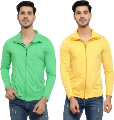 Unite Wear Solid Men Polo Neck Green, Yellow T-Shirt