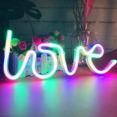 CAMARILLA LED Love Neon Light for Room Decoration/3D USB Light Wall Hanging Night Lamp/Birthday,Anniversary Gifts for Girlfriend, Boyfriend, Fiancee, Husband,Wife/LED Letter Lights (Multi) Table Lamp(12.7 cm, Multicolor)