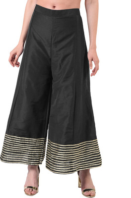 FLOREOS Flared Women Black Trousers