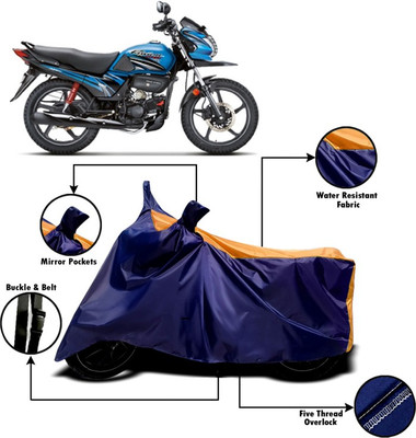 Mdstar Two Wheeler Cover for Hero(Passion Pro TR, Orange, Blue)