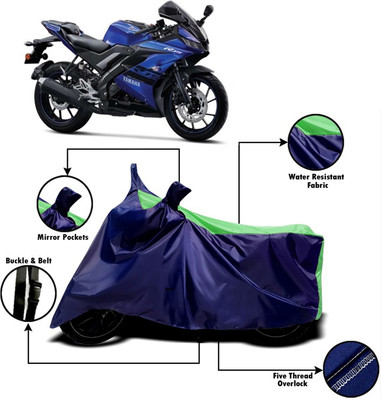 V VINTON Two Wheeler Cover for Yamaha(R15 V3, Green, Blue)