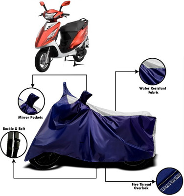 V VINTON Two Wheeler Cover for TVS(Scooty Streak, White, Blue)