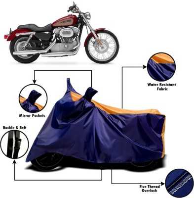 Amozkart Two Wheeler Cover for Harley Davidson(XL 883, Orange, Blue)