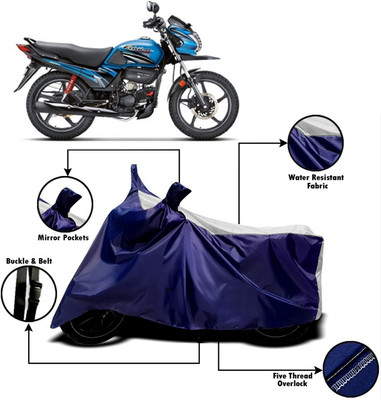 PVSTAR Two Wheeler Cover for Hero(Passion Pro TR, White, Blue)