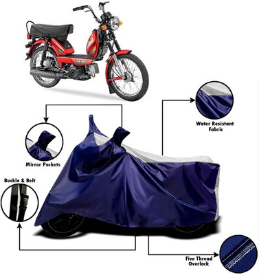 PVSTAR Two Wheeler Cover for TVS(Heavy Duty Super XL, White, Blue)