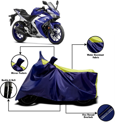 Amozkart Two Wheeler Cover for Yamaha(YZF, Yellow, Blue)