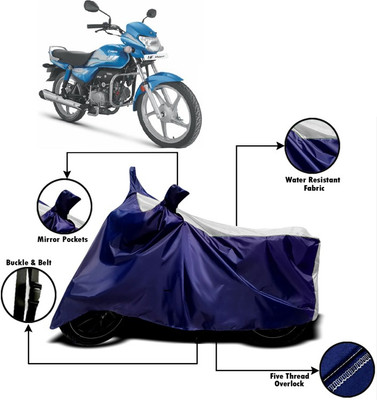 PVSTAR Two Wheeler Cover for Hero(HF, White, Blue)