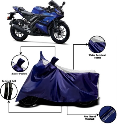 PVSTAR Two Wheeler Cover for Yamaha(R15 V3, White, Blue)