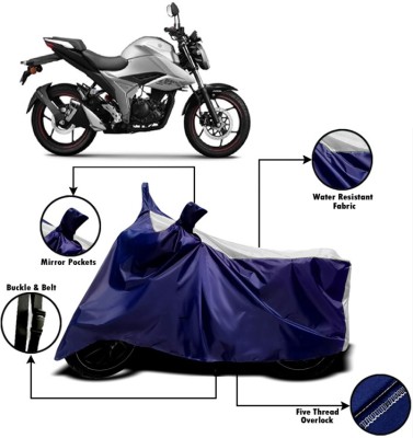 V VINTON Two Wheeler Cover for Suzuki(Gixxer, White, Blue)