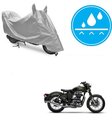 Atulit enterprises Two Wheeler Cover for Royal Enfield(Battle, Silver)