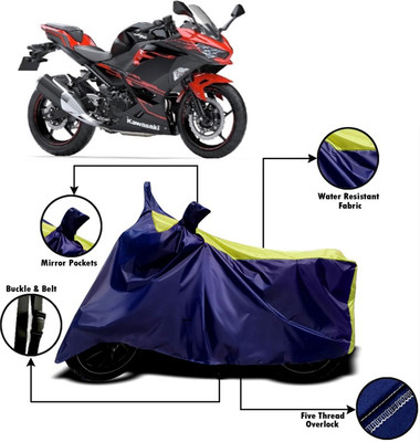 V VINTON Two Wheeler Cover for Kawasaki(Ninja 250, Yellow, Blue)