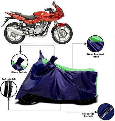Amozkart Two Wheeler Cover for Bajaj(Pulsar 220 DTS-i, Green, Blue)