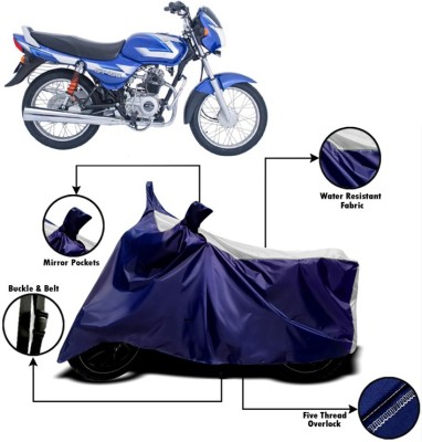 PVSTAR Two Wheeler Cover for Bajaj(CT100, White, Blue)