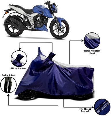 PVSTAR Two Wheeler Cover for TVS(Apache RTR 160 4V, White, Blue)