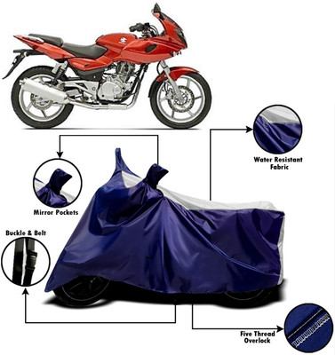 PVSTAR Two Wheeler Cover for Bajaj(Pulsar 220 DTS-i, White, Blue)