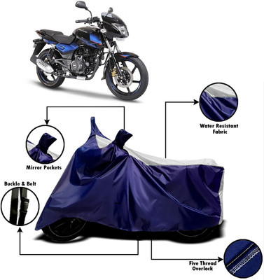 PVSTAR Two Wheeler Cover for Bajaj(Pulsar 150 DTS-i, White, Blue)