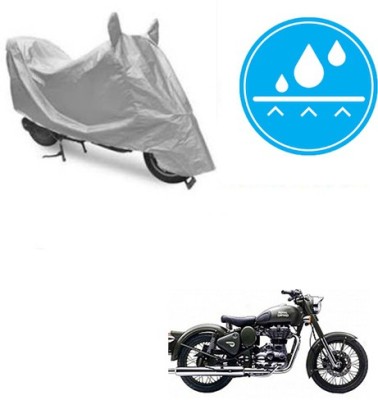 Atulit enterprises Two Wheeler Cover for Royal Enfield(Battle Green, Silver)