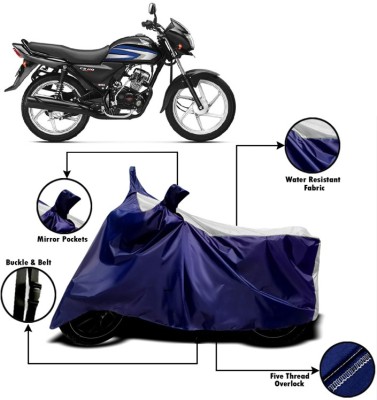 PVSTAR Two Wheeler Cover for Honda(CD 110 Dream, White, Blue)