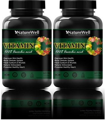 Naturewell Vitamin C Capsule for Glowing Skin, Boost Immunity-1000mg (120 No)Pro(2 x 60 No)