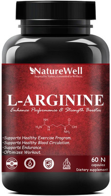 Naturewell Nitric Oxide L-Arginine Supplement 1000mg l arginine l citrulline (Red 60N)Premium(60 No)