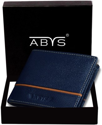 ABYS Men Blue Genuine Leather Wallet(4 Card Slots)