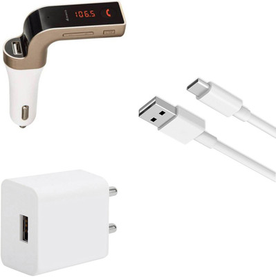 DAKRON Wall Charger Accessory Combo for Xiaomi Redmi 9 Prime(White)