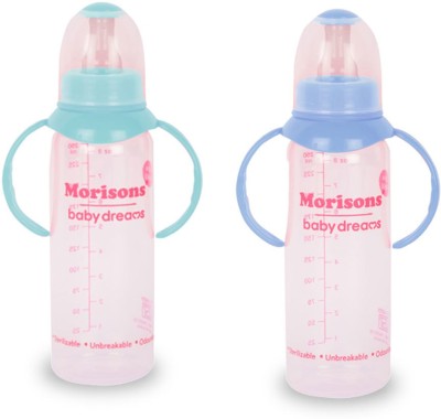 Morisons Baby Dreams Morisons Royal PP Bottle with handle-250ml-Blue & Green (Pack of 2) - 250 ml(Blue)