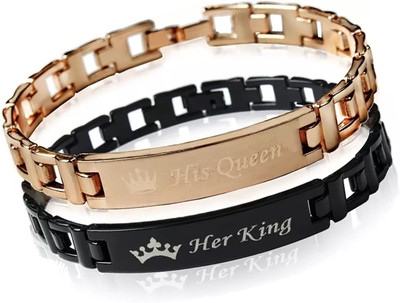Devora Stainless Steel Rhodium Bracelet Set(Pack of 2)