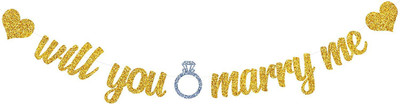 Festiko Will You Marry Me (Gold::Silver) Banner(5 ft, Pack of 1)
