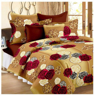 MKB Collections 160 TC Polycotton Double 3D Printed Flat Bedsheet(Pack of 1, Multicolor)