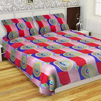 pinklilly 120 TC Polycotton Double 3D Printed Flat Bedsheet(Pack of 1, Multicolor)