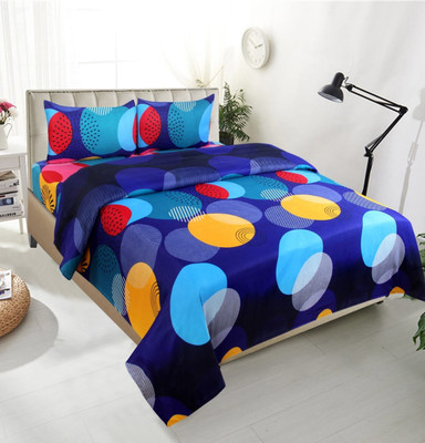 MKB Collections 160 TC Polycotton Double 3D Printed Flat Bedsheet(Pack of 1, Multicolor)