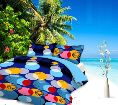 MKB Collections 160 TC Polycotton Double 3D Printed Flat Bedsheet(Pack of 1, Multicolor)