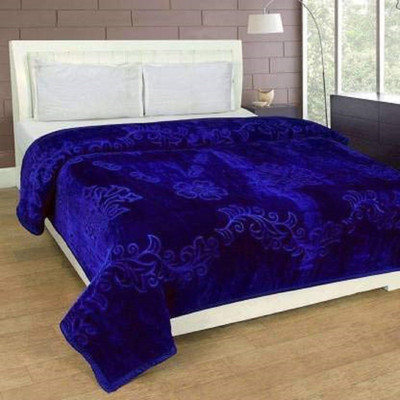 RIAN Solid Single Mink Blanket for  Heavy Winter(Polyester, Blue)