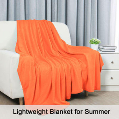 Supreme Home Collective Solid Single Fleece Blanket for  Mild Winter(Polyester, Orange)
