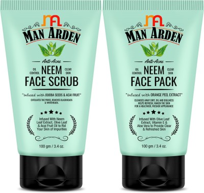 Man Arden Anti Acne Neem Face Pack + Face Scrub (100g each)(1 Items in the set)