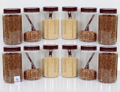 Heart Home Plastic Grocery Container  - 1500 ml(Pack of 12, Brown)