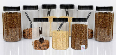 Heart Home Plastic Grocery Container  - 1500 ml(Pack of 9, Grey)