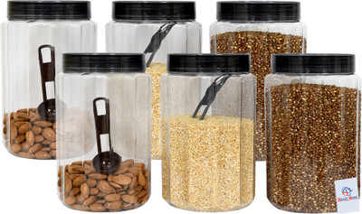 Heart Home Plastic Grocery Container  - 1100 ml(Pack of 6, Grey)