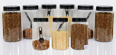 Heart Home Plastic Grocery Container  - 1800 ml(Pack of 9, Grey)